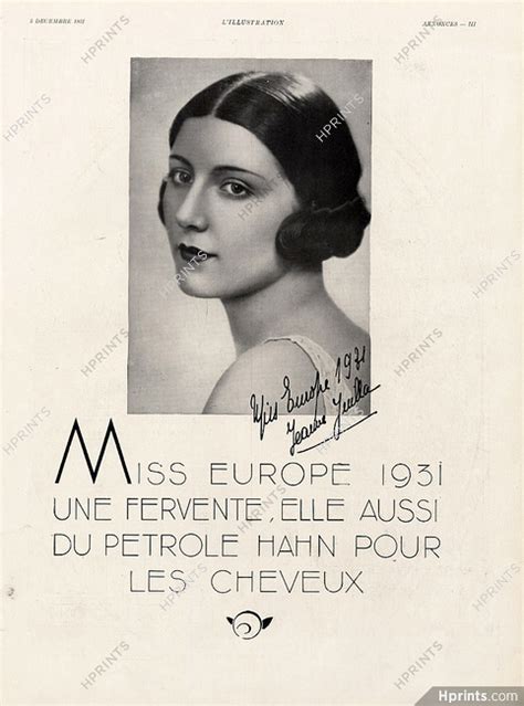 Pétrole Hahn 1931 Miss Europe Jeanne Juilla — Hair Care