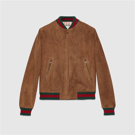 Gucci Suede Jacket With Web Custom Leather Jackets Jackets Overcoat