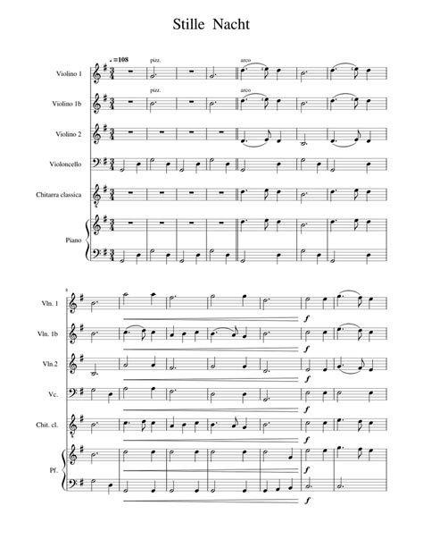 Stille Nacht Sheet Music For Piano Violin Cello Guitar Piano Sextet
