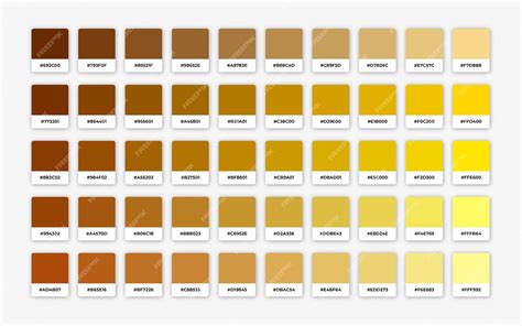 Sfumature Di Tavolozza Dei Colori Giallo Con Esadecimale Vettore Premium