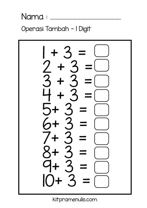 Membaca pra sekolah dan tahun 1. lembaran kerja matematik pendidikan khas | KitPraMenulis