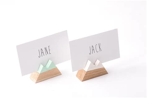 Check spelling or type a new query. Mountain Wooden Place Card Holders | Place card holders, Modern wedding reception, Modern shelving