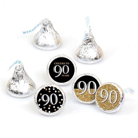 Big Dot Of Happiness Adult 90th Birthday Gold Round Candy Sticker