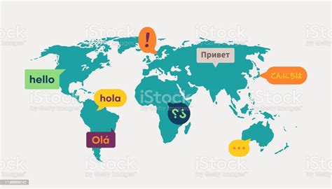 Ilustración De Comunicación De Traducción Del Idioma Del Mapa Mundial Y