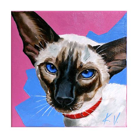 Cat Siamese Oil Painting Portrait Of A Cats Pet Painting Etsy