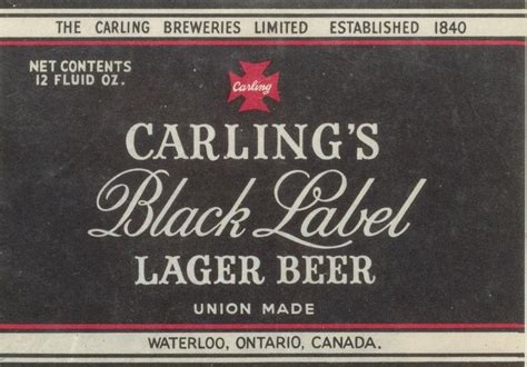 Carlings Black Label Lager Beer Carling Black Label Beer Label