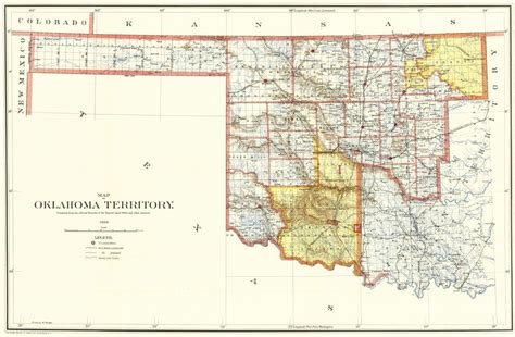 Old Map Of Oklahoma Territory 1898 Rare Map Antique Fine Etsy