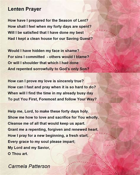Lenten Prayer Lenten Prayer Poem By Carmela Patterson