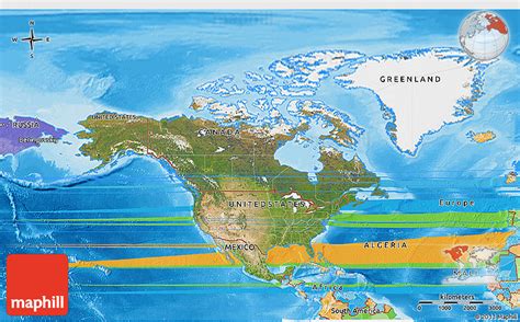 Satellite 3d Map Of North America Political Outside