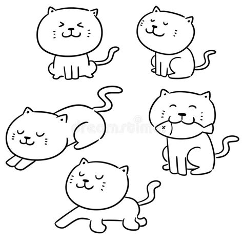 Vector Set Of Cats Stock Vector Illustration Of Feline 118644304