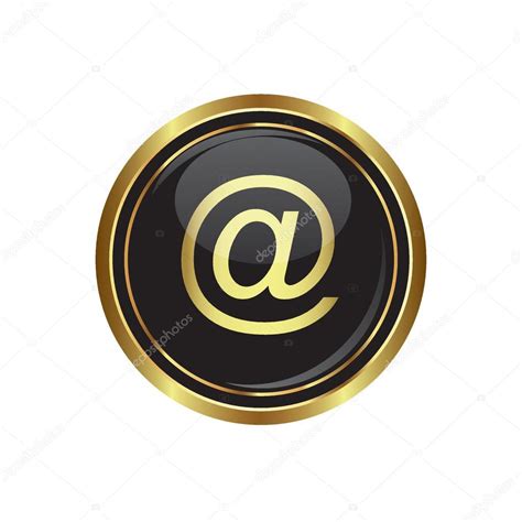 E Mail Icon On The Black With Gold Round Button Stock Vector Image By