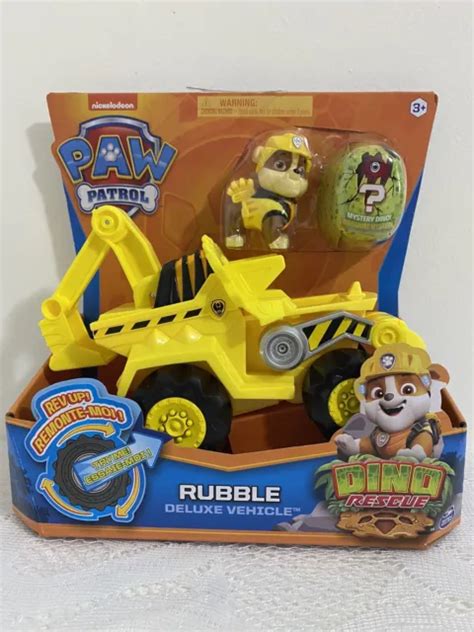 Nickelodeon Paw Patrol Rubble Deluxe Vehicle Dino Rescue Vehicle With