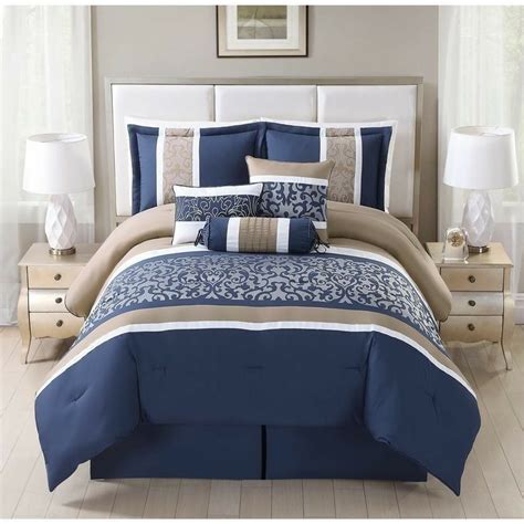 Buy products such as south shore maddox dresser with chest and nightstand set in pure black at walmart and save. Pin by Nosipho on blu | Comforter sets, Blue and cream ...