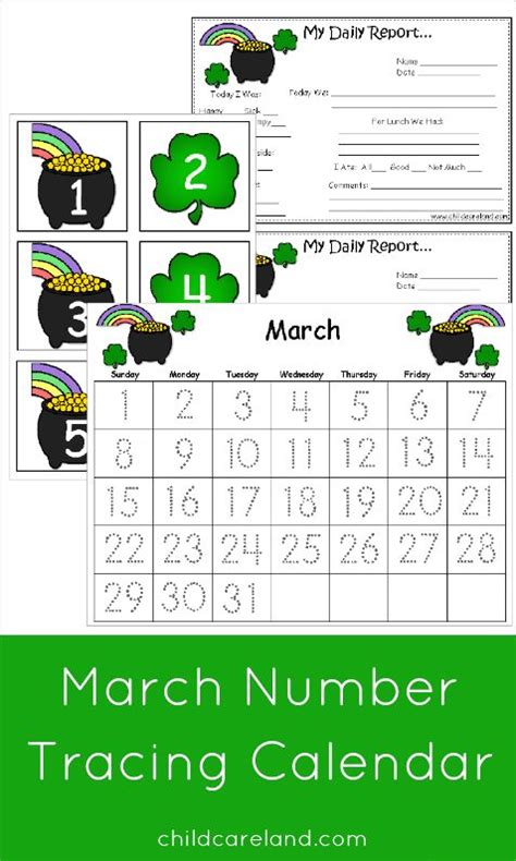 March Number Tracing Calendar And Calendar Numbers Number Tracing