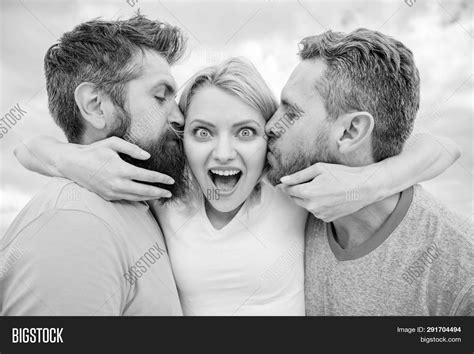 Girl Hugs Two Guys Image And Photo Free Trial Bigstock