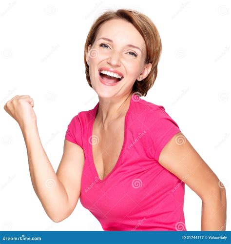 Beautiful Happy Woman Celebrating Success Stock Image Image Of