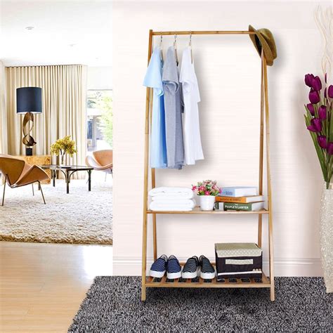 Posted by shaney in beds & bedroom furniture, wardrobes. Wooden Clothes Rail Bedroom Open Wardrobe Stand Storage ...