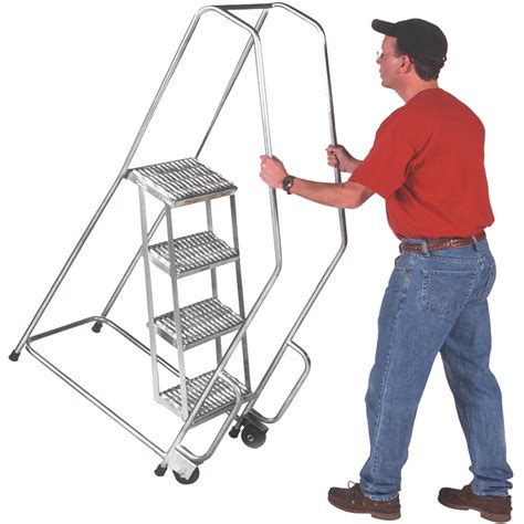 Ballymore A4sh Tr Tilt And Roll 4 Step Aluminum Rolling Safety Ladder