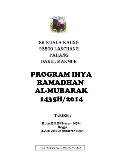 Dikendalikan oleh panitia pendidikan agama islam sekep. Program ihya ramadhan 2014