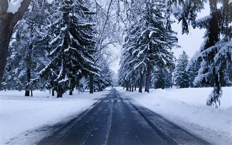 Snowy Road Winter Landscape Wallpapers Wallpaper Cave