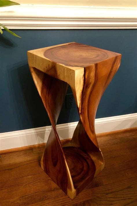 Twisted Teak Side Table Teak Wood End Table 29 Inch Tall Teak Etsy