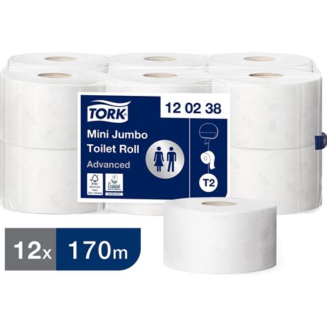Tork Advanced T2 White Mini Jumbo Toilet Roll 170m Case Of 12 Tork