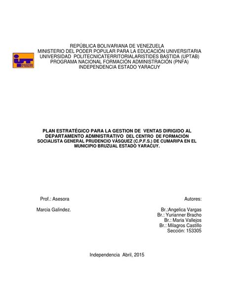 República Bolivariana De Venezuela Ministerio Del Poder Popular Para La