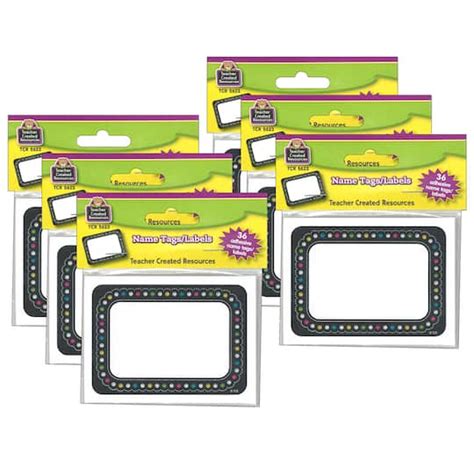 Teacher Created Resources Chalkboard Brights Name Tags 6 Packs Of 36
