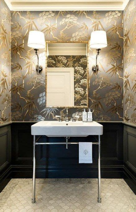 43 Best Ideas For Black Wallpaper Bathroom Wainscoting Powder Room