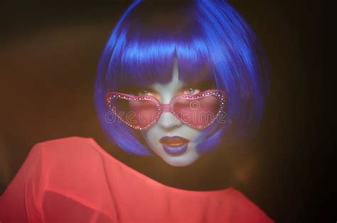 Girl In Blue Wig And Pink Glasses The Mystical Picture Alien With