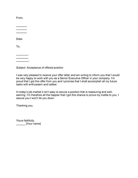 40 Professional Job Offer Acceptance Letter And Email Templates Templatelab