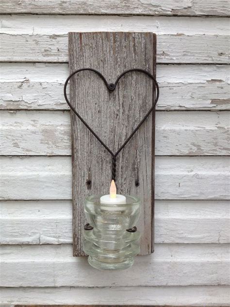 Vintage primitive wooden wall candle holder by woodcraft. Candle holder Rustic wall sconce Valentine gift Reclaimed ...