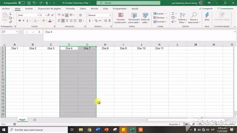 Ocultar Columnas Y Filas En Excel Youtube