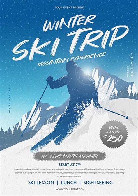 Winter Ski Trip Flyer Template Download Winter Psd Flyer For Photoshop