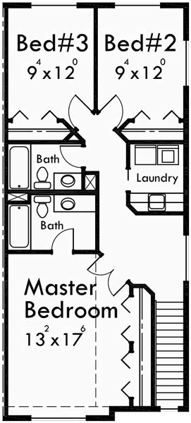 Some row houses are freestanding and while some have common walls. 6 Plex House Plans, Narrow Row House Plans, Six Plex, S-727