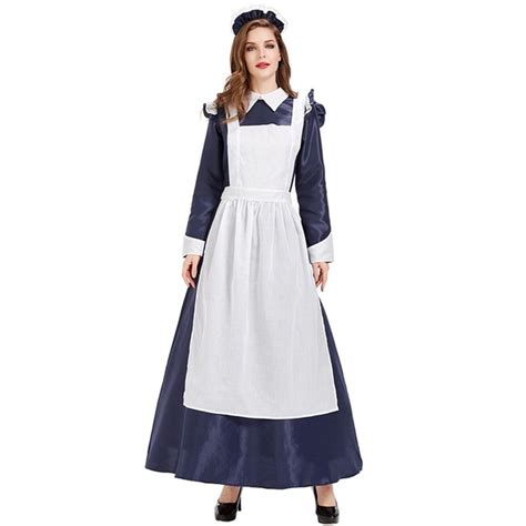 Elegant Royal Court Maid Costume Women Housekeeper Dress Halloween