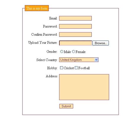 How To Make An Html Form With Fieldset Tag ~ B2atutorials