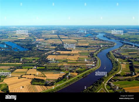 Aerial View Elbe River And Landscape In The Vier Und Marschlande