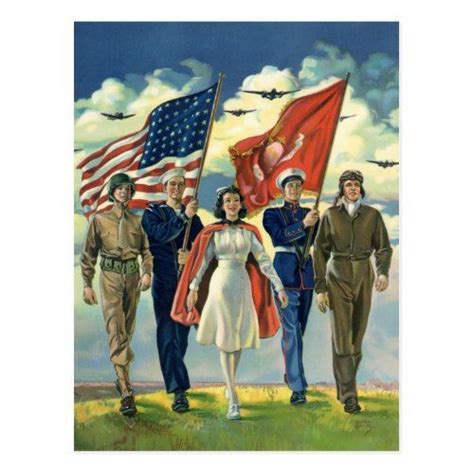 Vintage Patriotic Proud Military Personnel Heros Postcard