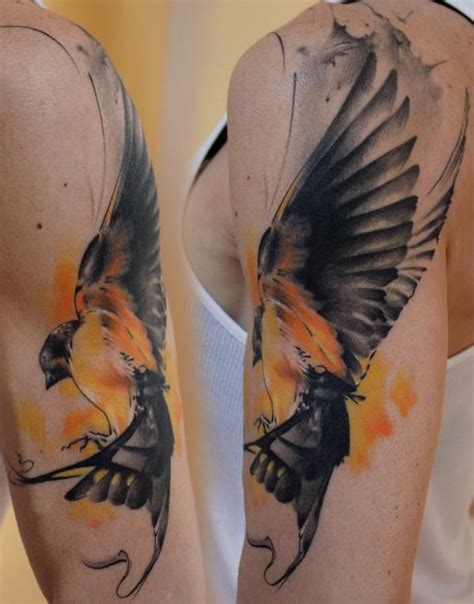 Watercolor tattoos are not only stunning but has some element of intricacy in lines with a complex mixture of colors that makes the design to be quite inspiring. watercolor tattoo - bird - arm | Tattoos I Like for Me ...