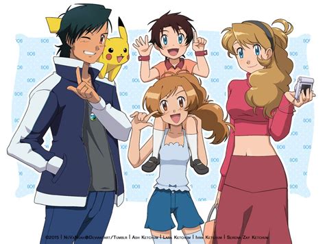 The Ketchums Pokemon Ash And Serena Pokemon Cute Pokemon