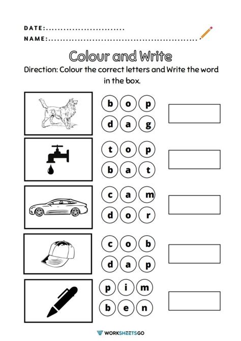 Three Letter Words For Kindergarten Worksheets Printable Kindergarten