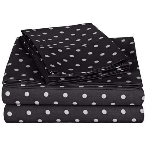 Decorative Polka Dot Sheet Set Black Twin Xl