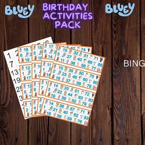Bluey Bingo Bingo Game Etsy