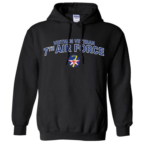 7th Air Force Vietnam Veteran Black Hooded Sweatshirt 7th Air Force