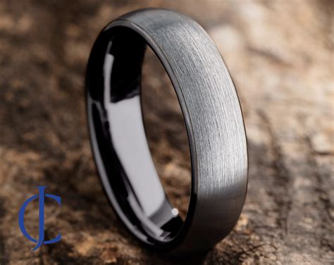 Mens Tungsten Wedding Band Tungsten Ring Brushed Silver Mens Etsy