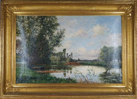 Paul Emile Berthon 1872 1909 Paysage à Létang Huile Sur Toile