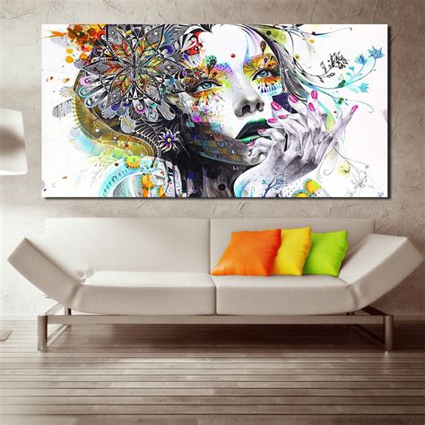 Qkart Wall Art Girl With Flowers Oil Painting Poster And Prints