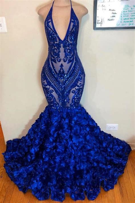 Mermaid Prom Dresses 2020 Royal Blue Evening Dresses Black Girl