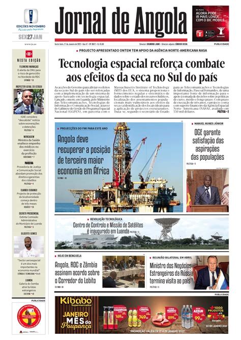 Jornal De Angola Sexta 27 De Janeiro De 2023